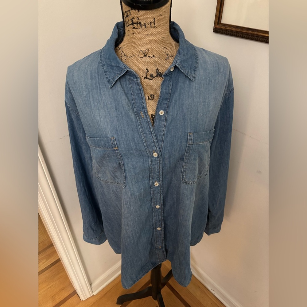 a.n.a A New Approach Women’s Casual Denim Button-Up Shirt Size XXL